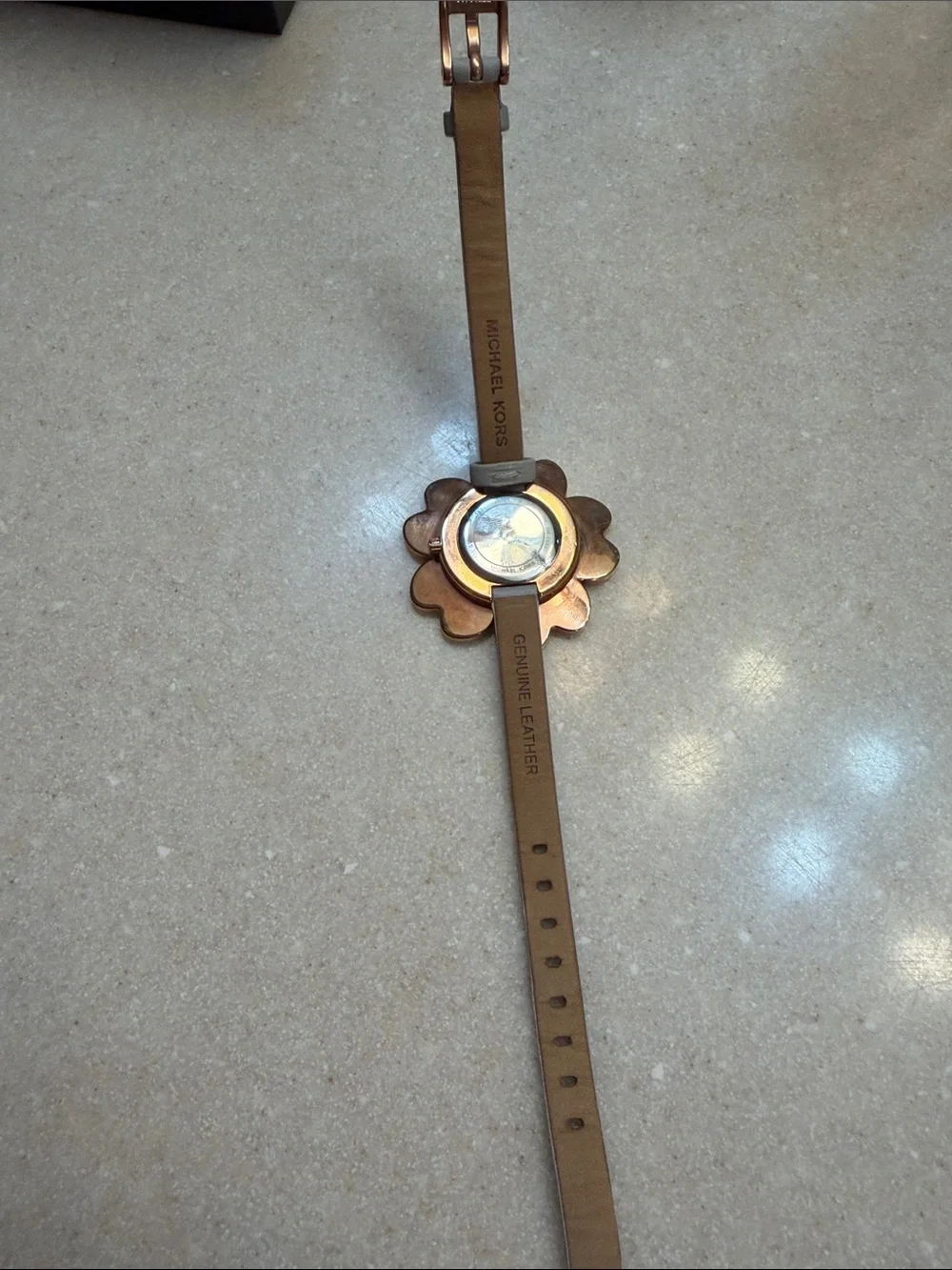 Michael Kors Mena Watch Rose Gold Floral Face Leather Bracelet